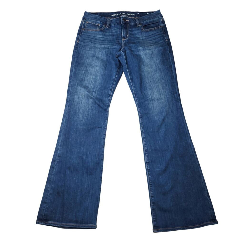 American Eagle Curvy Kick Boot Jeans Next Level Stretch Bootcut Medium Wash 8
